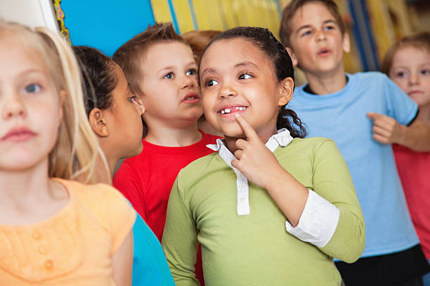 istock Little Girl In Line School Thinking About Something 183845612