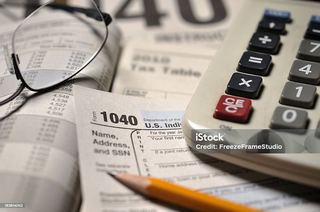 Nahaufnahme der IRS Formular 1040 - Lizenzfrei Steuererklärung Stock-Foto