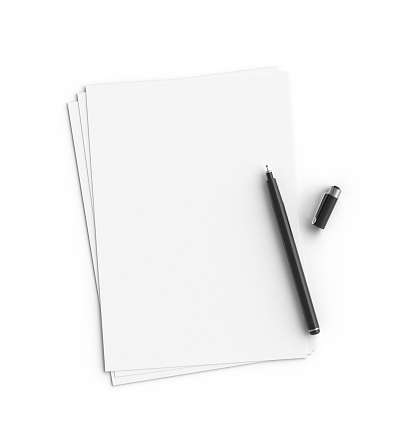 Blank papers on white background\nA4, 5x7 Ratio