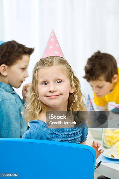 Cute Girl At Birthday Party Stock Photo - Download Image Now - 6-7 Years, 8-9 Years, Birthday