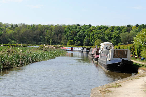 istock Narrow boats moored on a canal 183847115