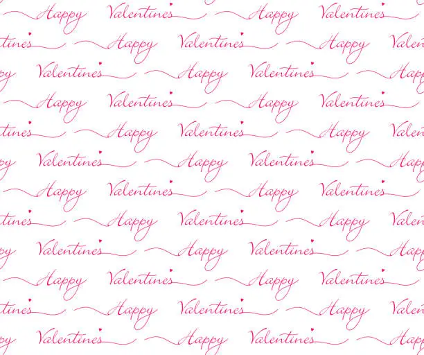 Vector illustration of Seamless Handwriting Happy Valentine's day - stock illustration