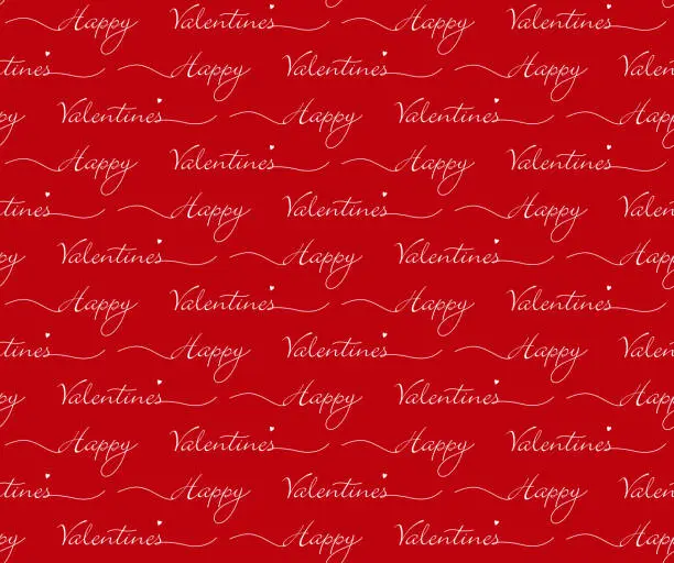 Vector illustration of Seamless Handwriting Happy Valentine's day - stock illustration