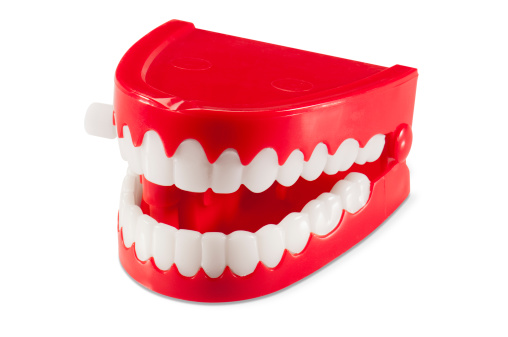 Chattering Joke Teeth on a white background with clipping path