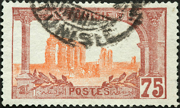 istock ancient stone ruins on a Tunisian postage stamp 183847492