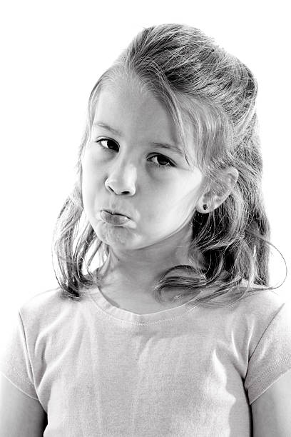 istock Pouting Little Girl in Black and White 183848221