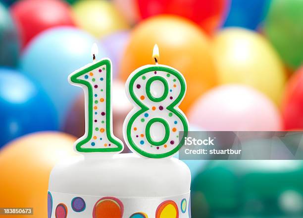 Happy 18th Birthday Stock Photo - Download Image Now - Birthday Cake, Balloon, Birthday