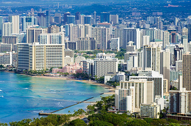 istock Hotels along Waikiki beach in Honolulu, HI 183851100