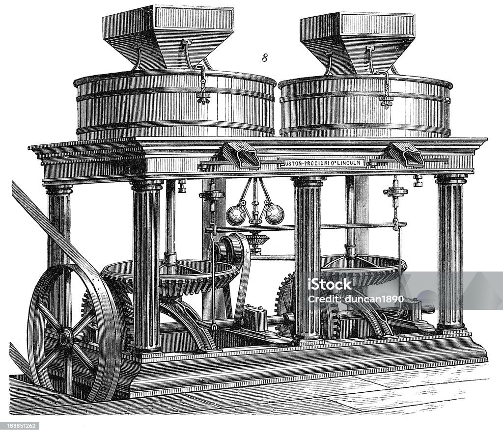 Plano Stone Mill- revolución Industrial maquinaria - Ilustración de stock de Revolución industrial libre de derechos