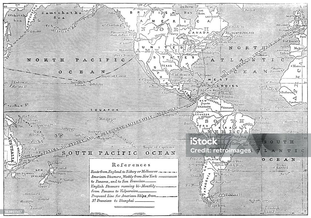 Angleterre en Australie 1853 expédition feuille de route, illustré London News - Illustration de Carte libre de droits