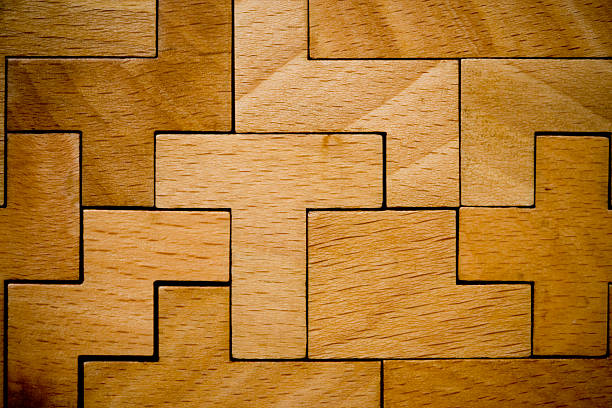 rompecabezas de madera - block puzzle organization solution fotografías e imágenes de stock