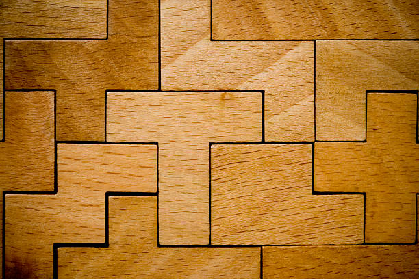 'puzzle'de madeira - block puzzle organization solution imagens e fotografias de stock