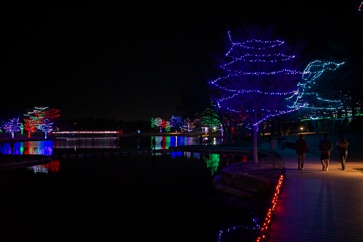 Lenexa, Kansas - December 6, 2023: Amazingly beautiful walk-through Christmas light display at Sar Ko Par Kark