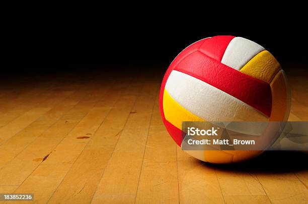 Volleyball In An Empty Gym Stock Photo - Download Image Now - Competition, Copy Space, Flooring