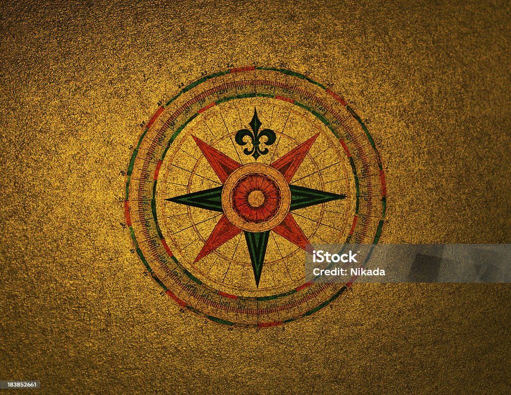 Compass Rose, no velho papel - Ilustração de Arcaico royalty-free