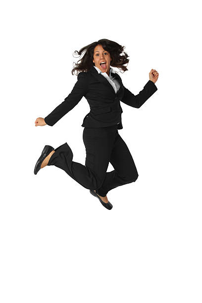 istock Businesswoman jumping in excitement 183852810