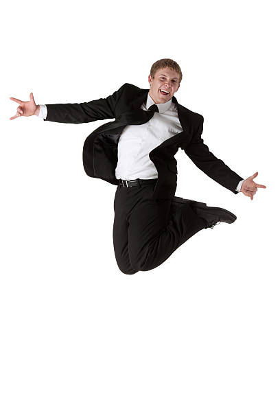 istock Businessman jumping in excitement 183853295