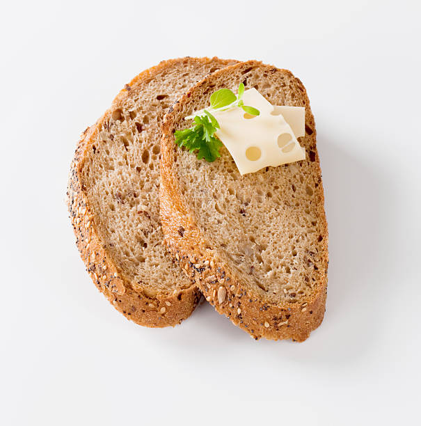 istock Two slices of whole grain bread 183853341