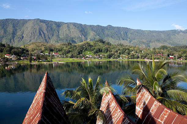 Scenic view of lake toba samosir in Sumatra, Indonesia samosir island in lake toba indonesia toba lake and mountain area stock pictures, royalty-free photos & images