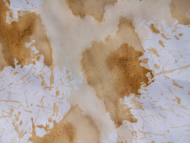 istock Abstract coffee grunge background. Brown coffee stains on white paper with copy space. Dirty paper with coffee drops. Coffee splash texture. Modern brown illustration. 1838539934