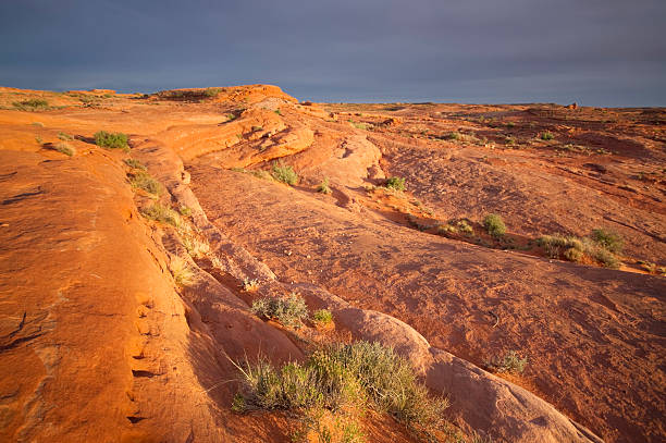 paesaggio tramonto deserto sud-occidentale - sonoran desert desert badlands mesa foto e immagini stock