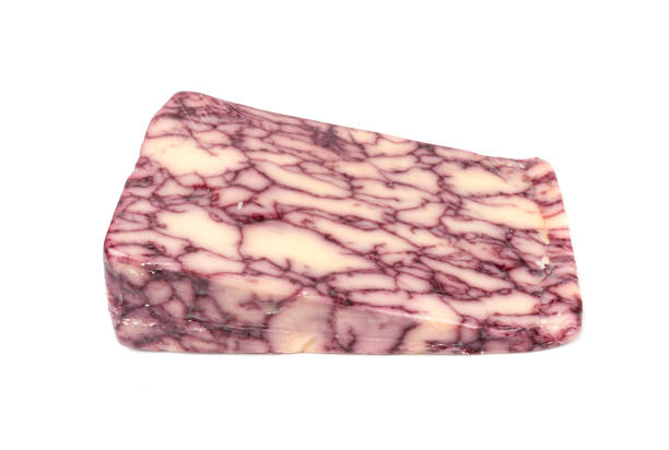 istock Windsor Red Cheese, Wine Derby Marble Cheese, Marbled Cheddar Aged in Wine Isolated 1838544537
