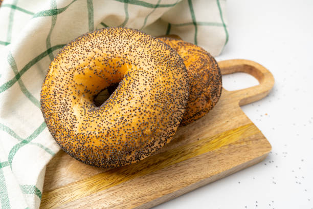 istock Poppy Seed Bagel, Round Bread Buns, Poppyseed Wheat Bakery for Breakfast 1838546345