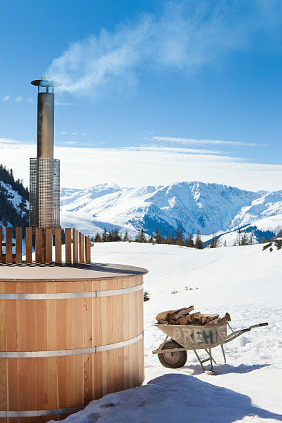 Hot tub in Austria stock photo