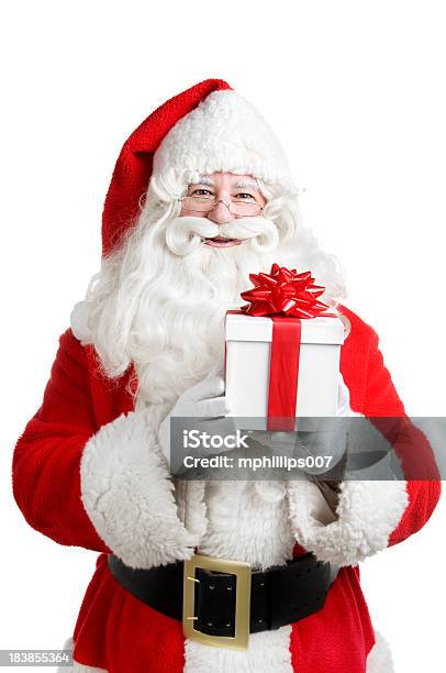 Santa Noel Foto de stock y más banco de imágenes de Papá Noel - Papá Noel, Fondo blanco, Regalo