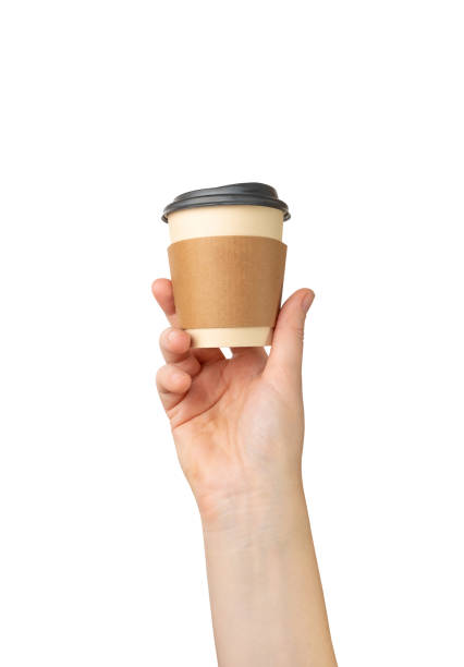 istock Hand Holds Cup Isolated, Empty Paper Cup in Hands, Coffee Mug, Teacup, Hot Beverage Mockup 1838553837
