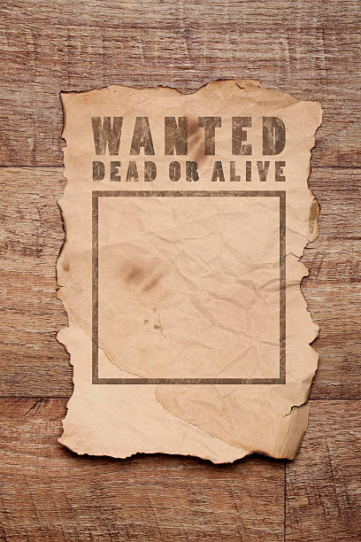 wanted-cartaz em inglês - wanted poster paper wild west burnt - fotografias e filmes do acervo