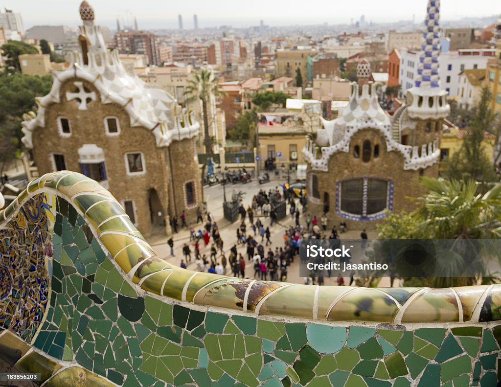 Park G&#252;ell Detail of Park Guell in Barcelona. One of the most famous places created by the architect Antoni Gaudi Abstract Stock Photo