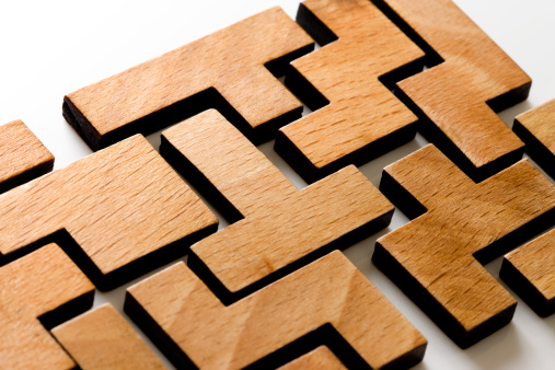 Wooden Puzzle white Background.
