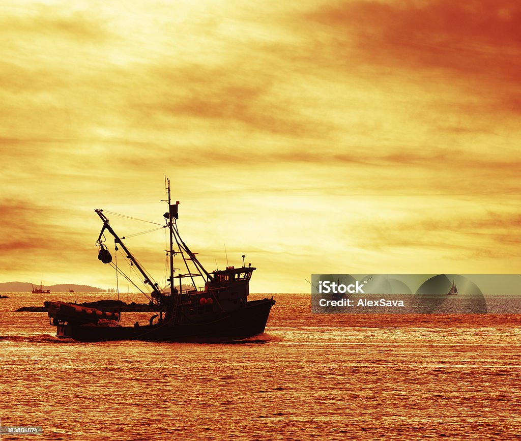 Arrastrero al atardecer - Foto de stock de Aire libre libre de derechos