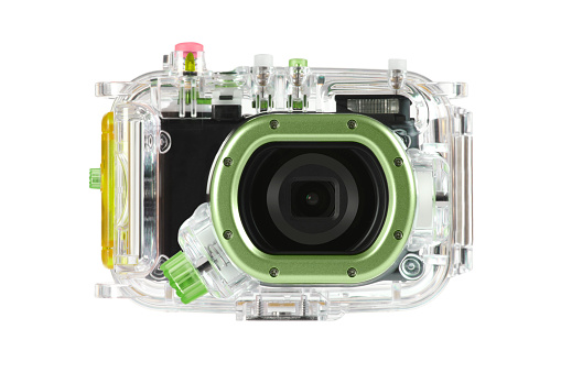 Camera with underwater casing
