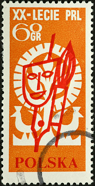 istock abstract floral and bird design on a Polish postage stamp 183857372