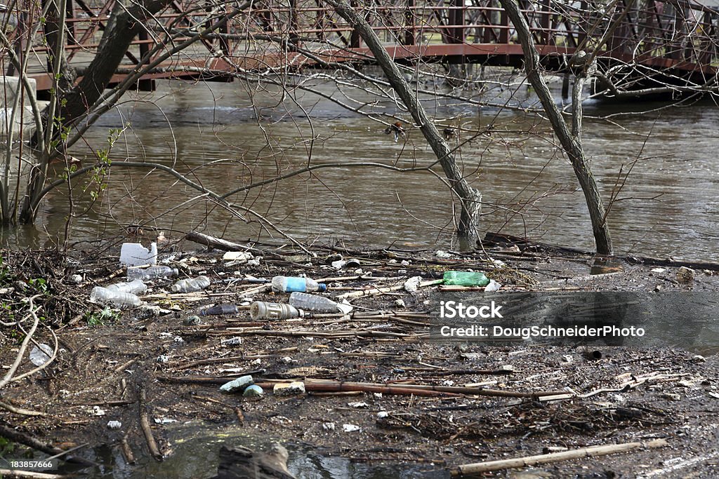 Zalane Rzeka śmieci - Zbiór zdjęć royalty-free (Odpady)