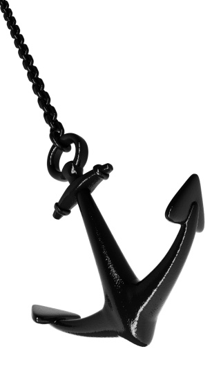Digitally generated image of anchor with chain. Isolated on white.