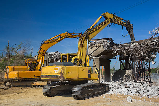 istock Excavators destroy the old viaduct 183858539