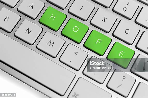 Verde Esperança Teclado Do Computador - Fotografias de stock e mais imagens de Alegria - Alegria, Autoconfiança, Botão - Peça de Máquina