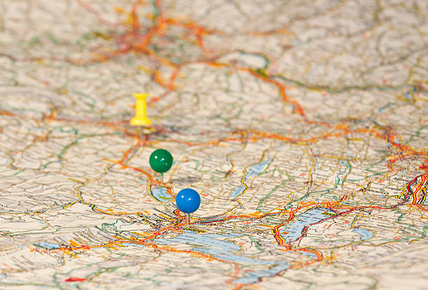 istock Map of Swisse with multicolored pins 183859351