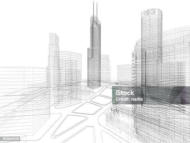 3 D Architettura Astratto - Fotografie stock e altre immagini di Città - Città, Modalità Wire-Frame, Ambientazione esterna