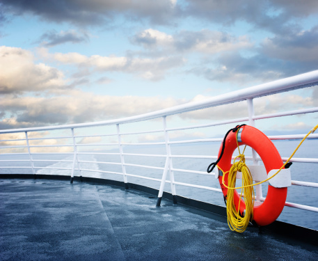 lifebelt on the deck of a cruise ship