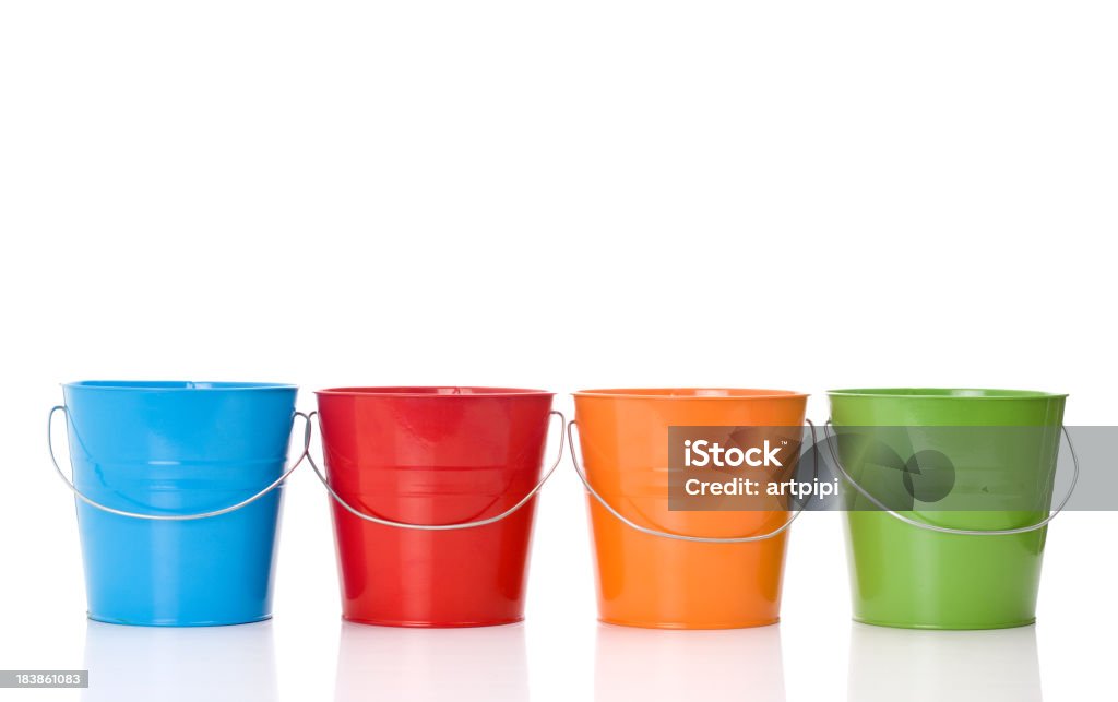 bucket four colorful bucket isolated on white background Bucket Stock Photo