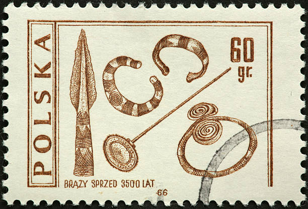 istock Bronze Age spear and jewelry on a Polish stamp 183861205