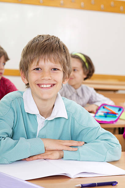 istock Smiling pupil in classroom. 183861544