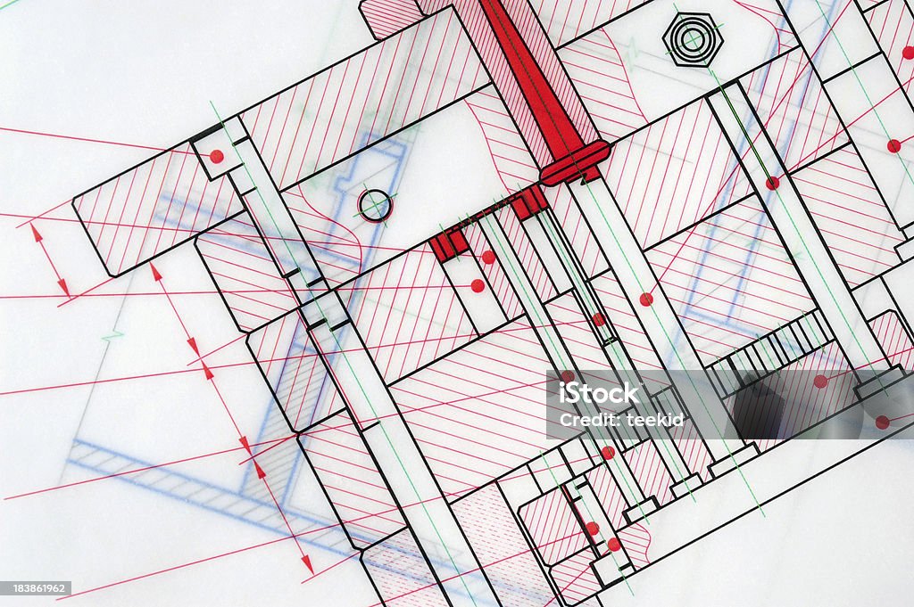 Mecânico Cópia Heliográfica contorno Design Papelada documento - Royalty-free Abstrato Foto de stock