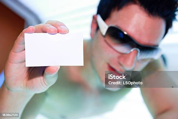 Tanning Man White Business Card Tan Stock Photo - Download Image Now - Adult, Artificial, Beauty