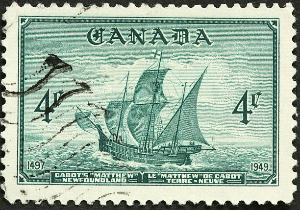 istock Cabot's sailing ship, Matthew on an old Canadian postage stamp 183862415