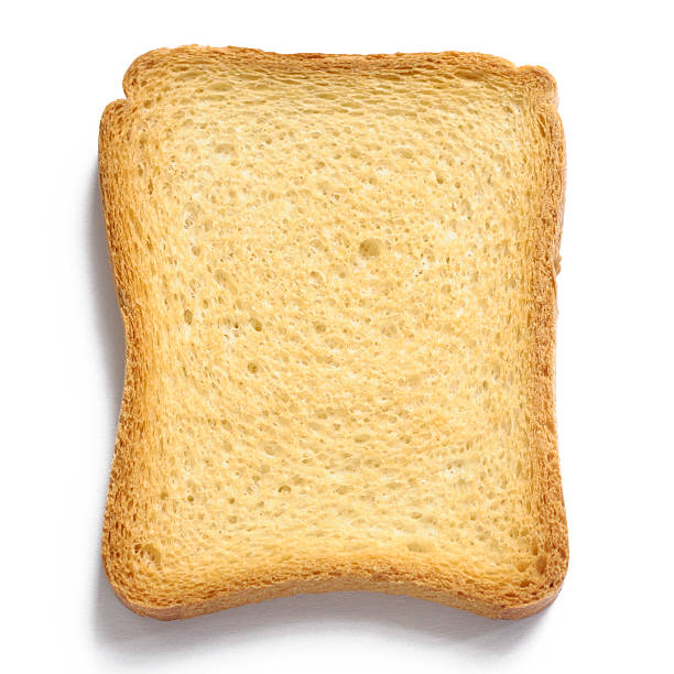 istock Single uniformly toasted piece of bread on white background 183862666